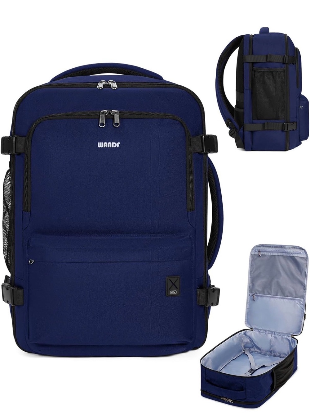 Navy Blue Men's Travel Backpack with Multiple Compartments